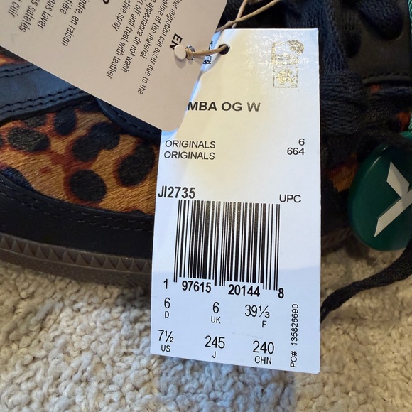 Adidas Samba OG Black Green Leopard Cheetah Women's Sneakers - Picture 3 of 4